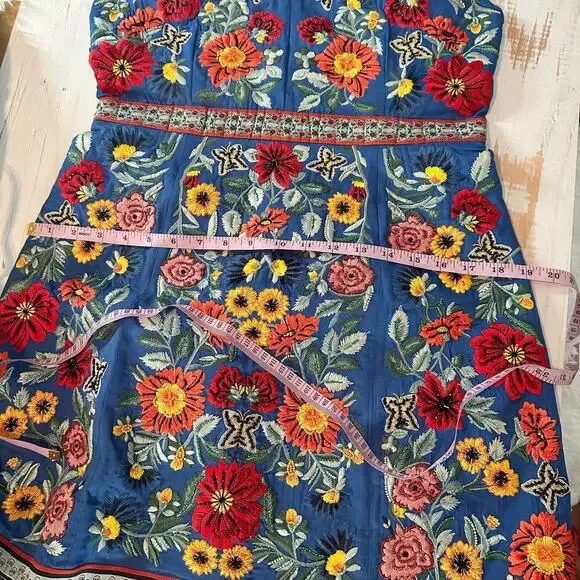 Alice + Olivia Patty Riviera Floral Embroidered A Line Mini Dress Size US 8 - Picture 14 of 15